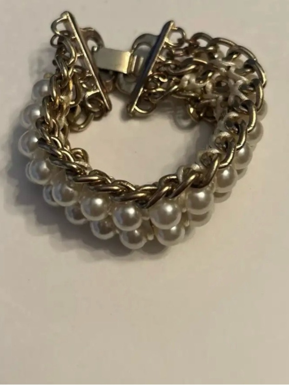 Gold Pearl Chain Bracelet - Elegant Women's Jewelry